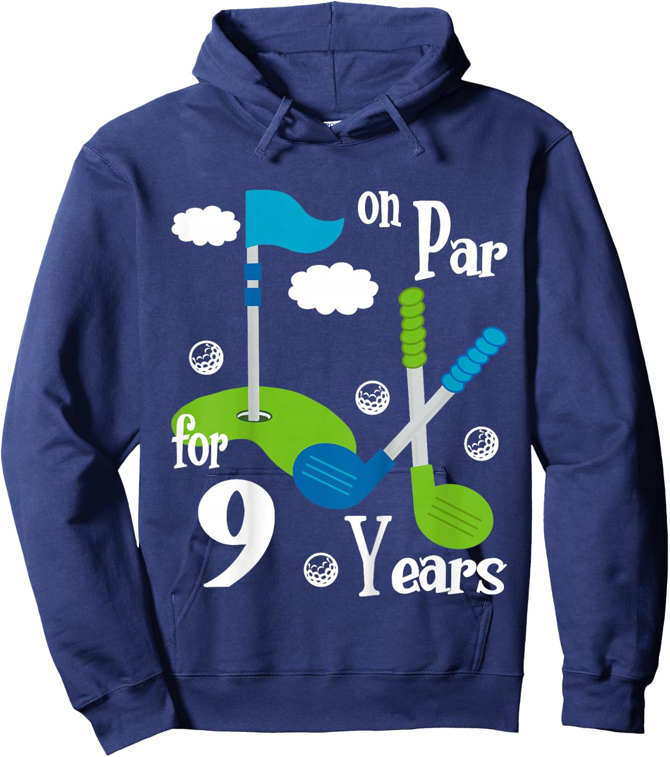 9 Year Old Golf Birthday Party Shirt Gift Boy Girl Hoodie - Hoodie | Navy
