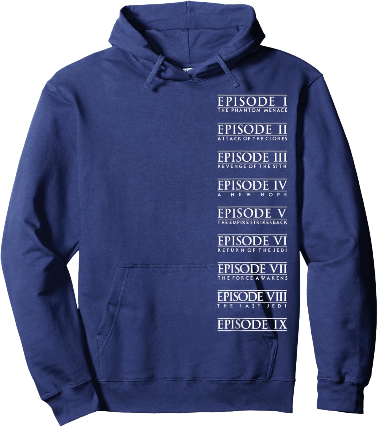 Star Wars Classic Stacked Movie Titles Episodes I Through IX Hoodie - Hoodie | Navy