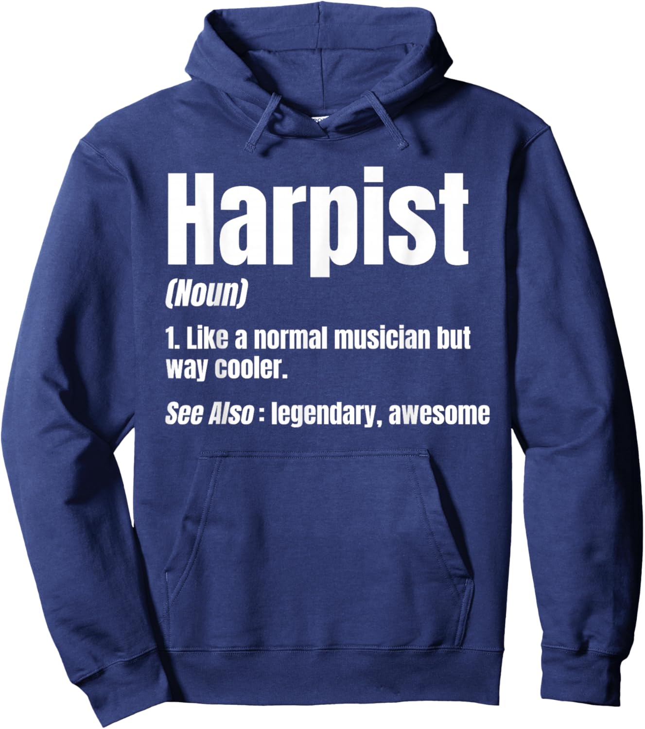 Harp Player Noun Harpist Musician Stringed Instrument Music Hoodie - Hoodie | Navy