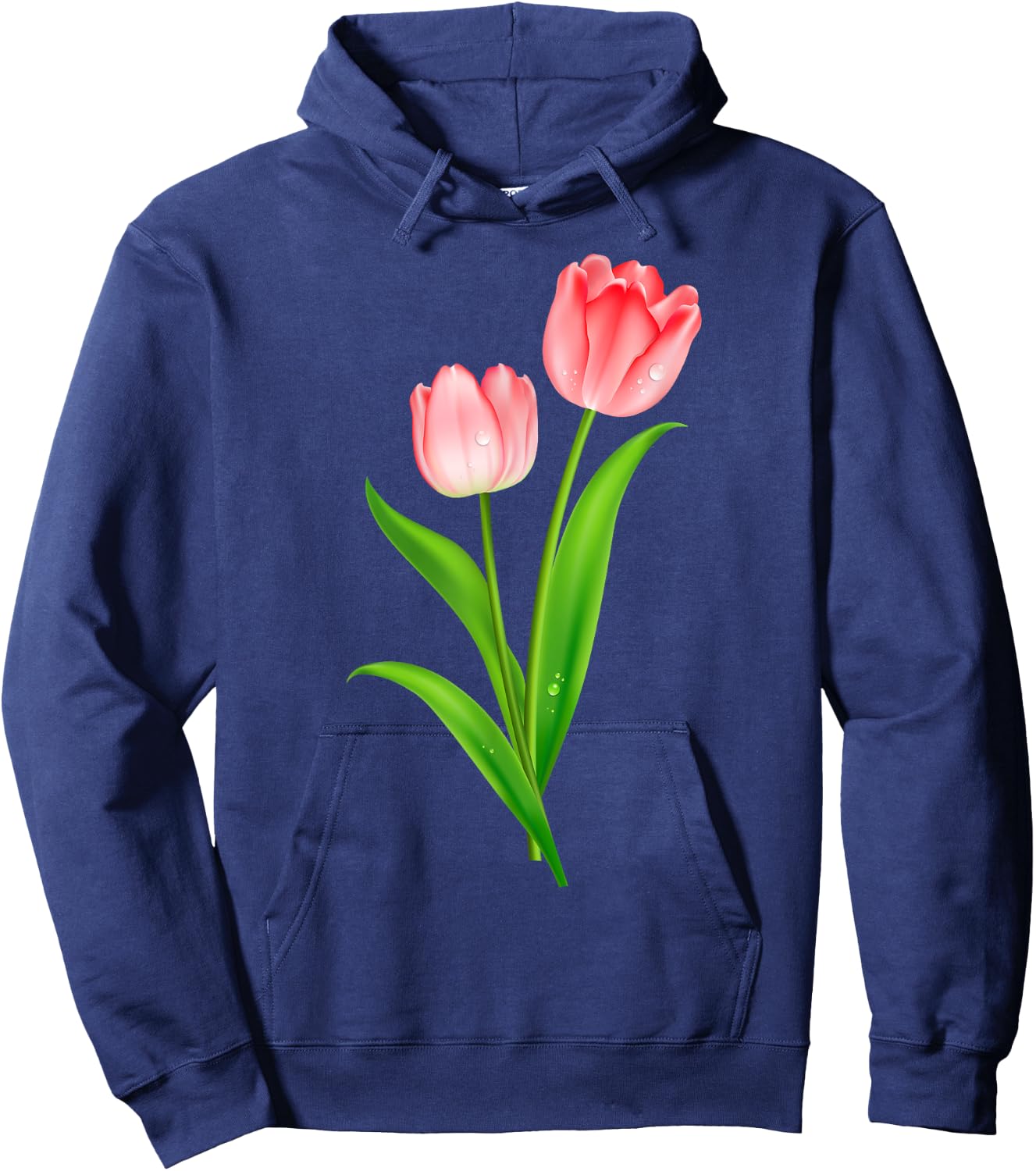 Beautiful Pink Tulip Flower Couple Graphic Artwork Hoodie - Hoodie | Navy