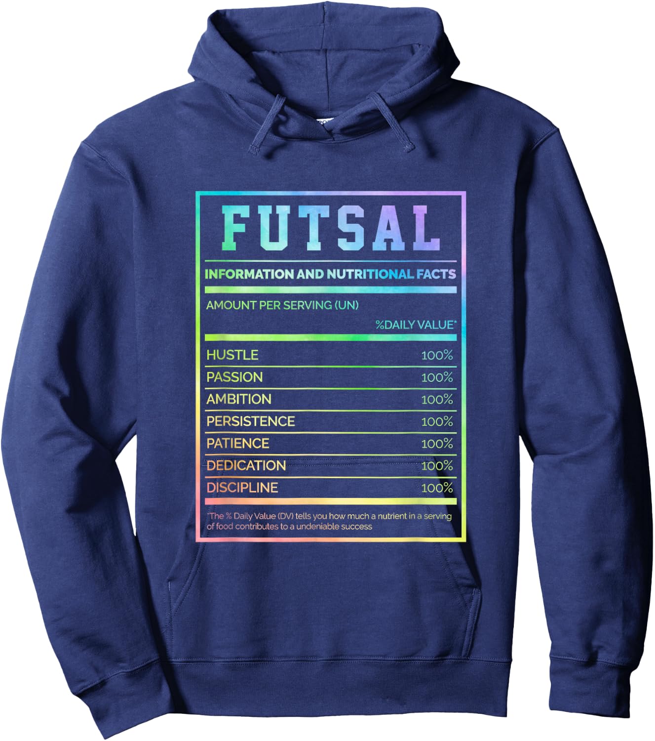 Futsal Information And Nutritional Facts Football Player Hoodie - Hoodie | Navy