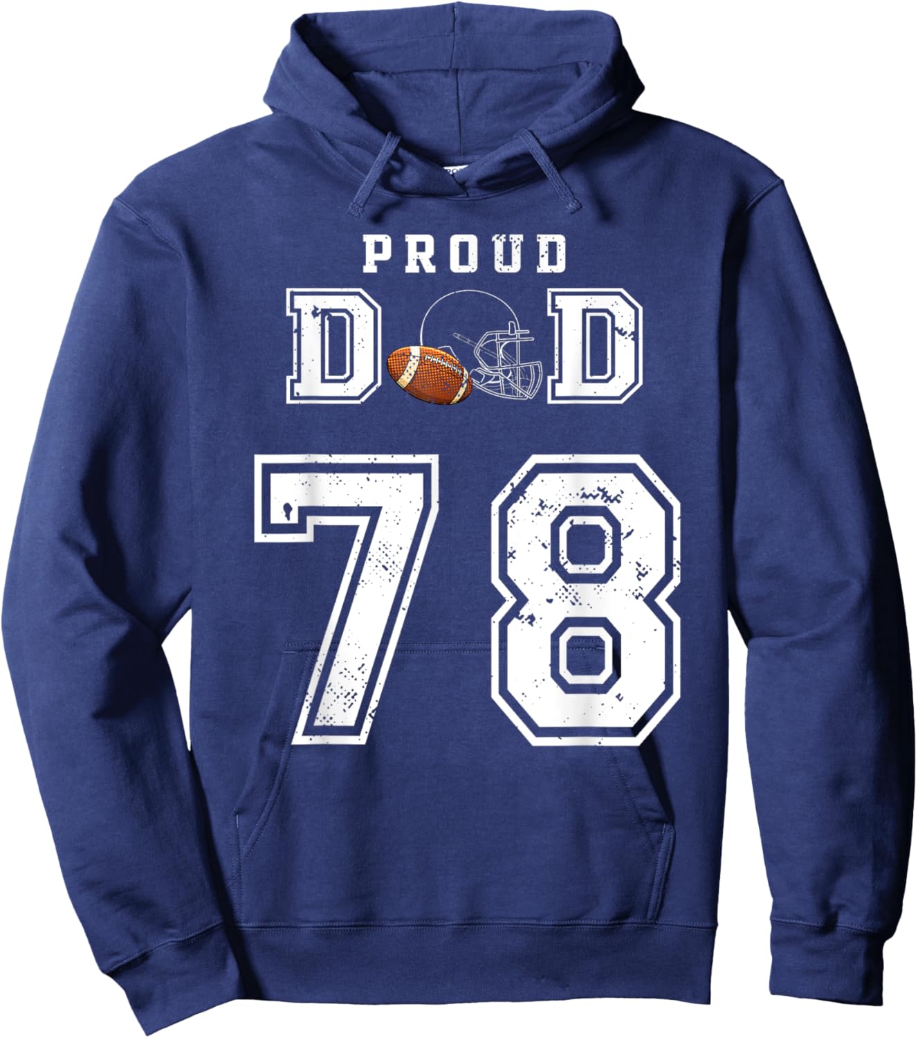 Custom Proud Football Dad Number 78 Personalized Hoodie - Hoodie | Navy