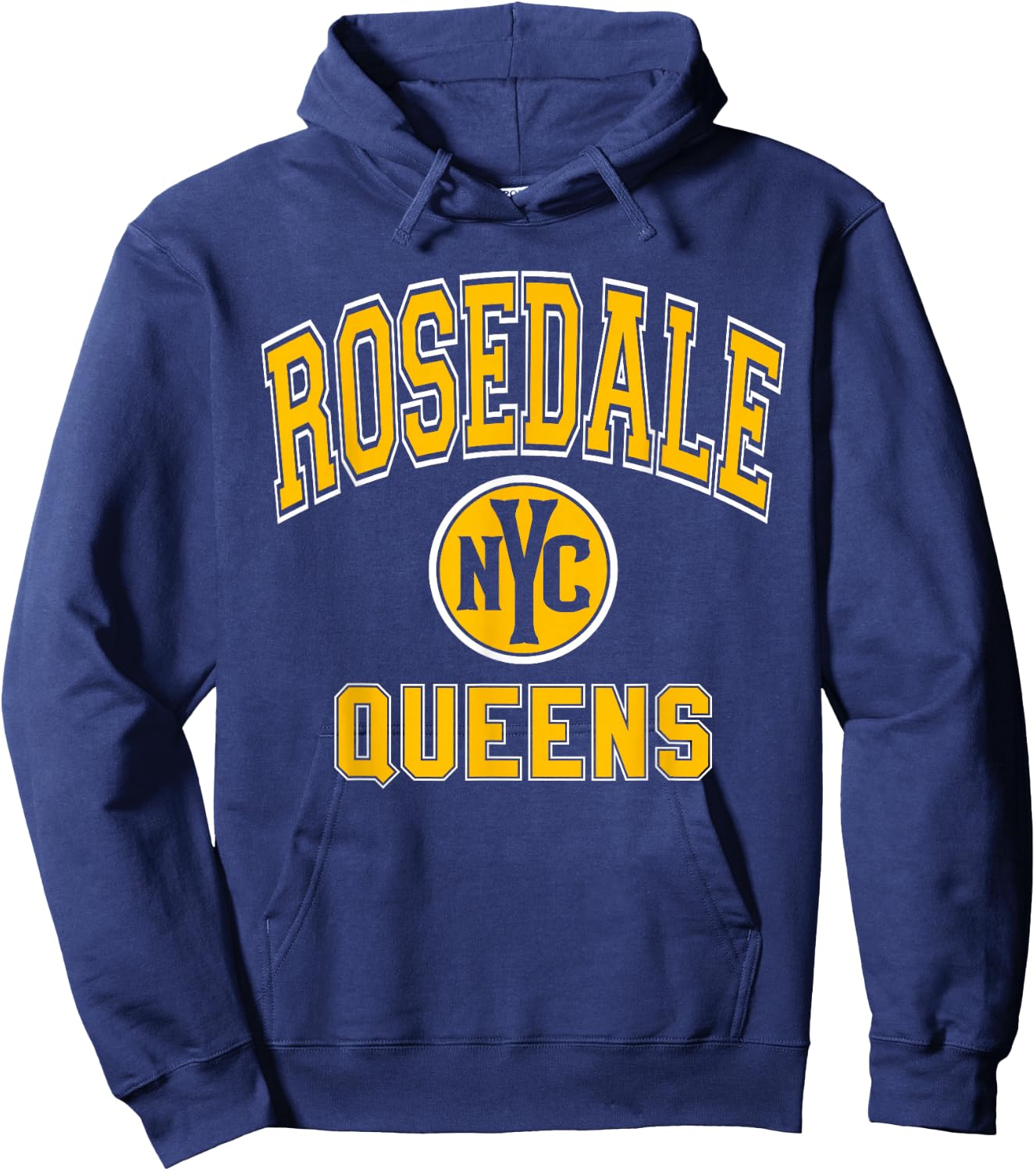 Rosedale Queens Text NYC Circle Amber Print Hoodie - Hoodie | Navy