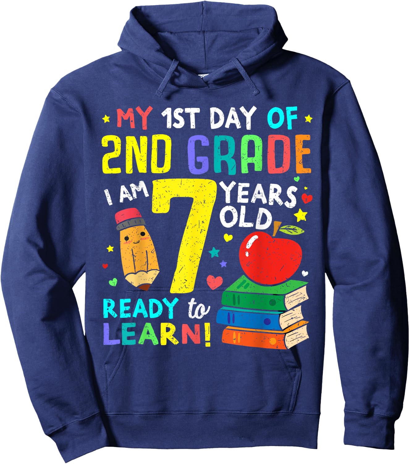 2nd Grade Back to First Day of School Shirt Boys Girl Gift Hoodie - Hoodie | Navy