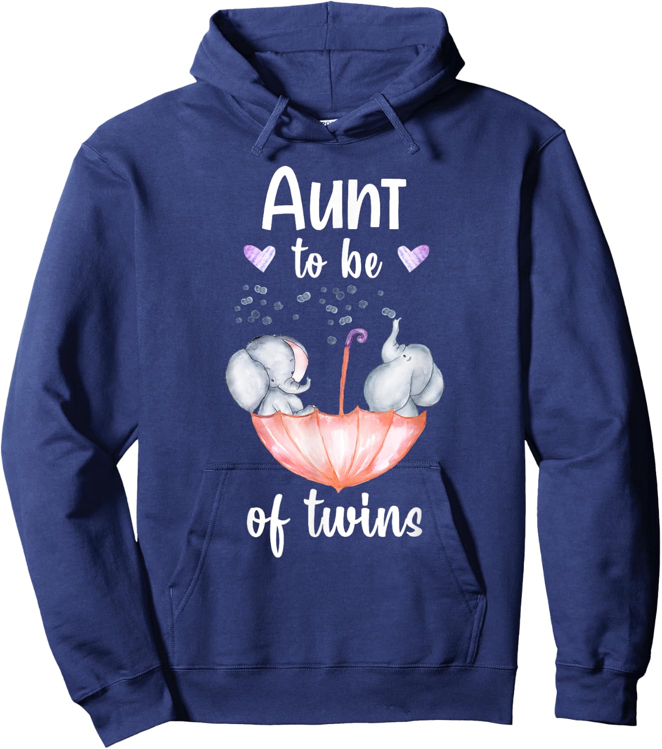 Aunt To Be Of Twins Baby Shower Elephant Hoodie - Hoodie | Navy