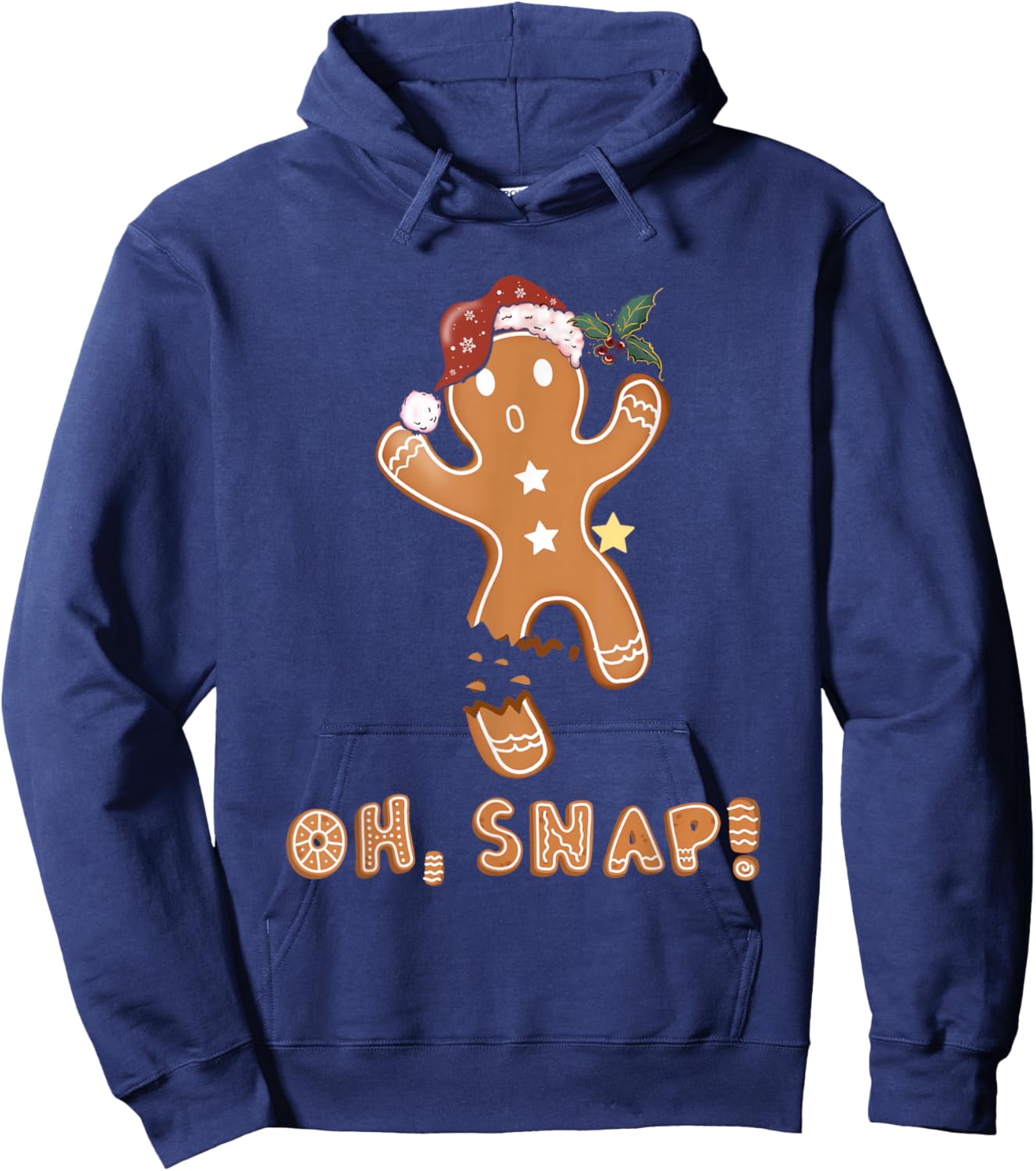 Oh Snap Gingerbread Man Cookie Broken Leg Christmas Hoodie - Hoodie | Navy