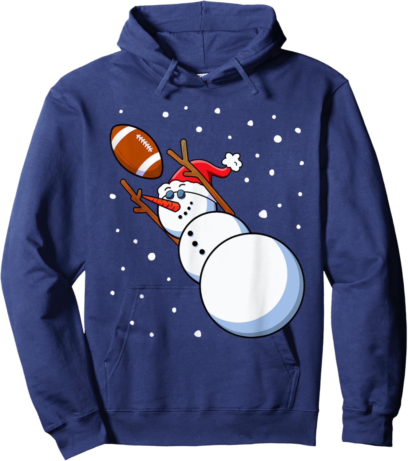 Snowman Football Player Santa Hat Men Boys Christmas Sports Hoodie - Hoodie | Navy