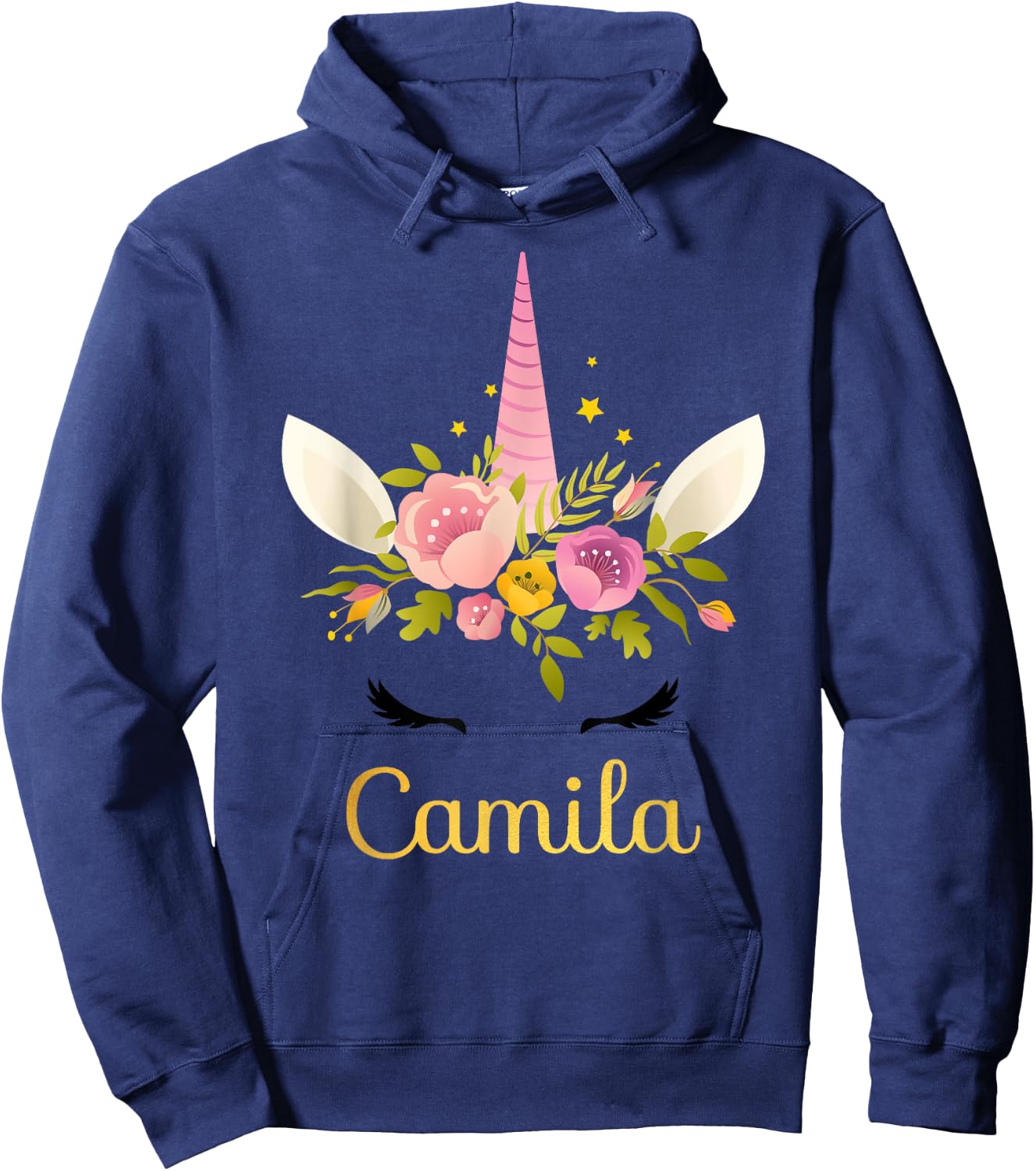 Camila Unicorn Name Happy Birthday Girl Bday Party Hoodie - Hoodie | Navy