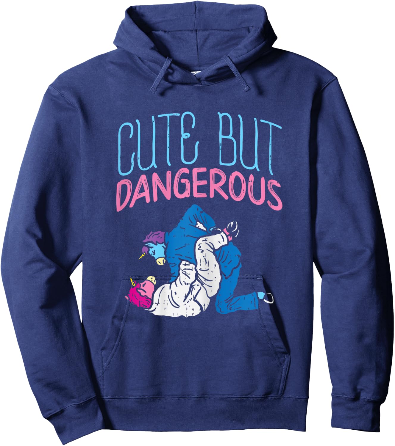 BoredKoalas Cute But Dangerous Jiu Jitsu Unicorn Funny Martial Arts Gift - Women's Black X-Small Modern Cartoon Hoodie - Hoodie | Navy