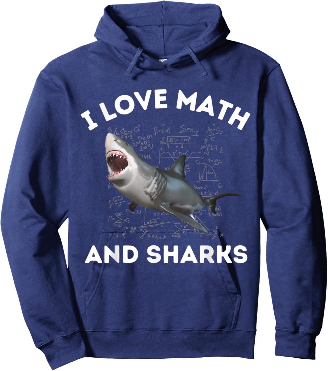 I Love Math and Sharks Shark Lover Algebra Teacher STEM Women Kids Hoodie - Hoodie | Navy