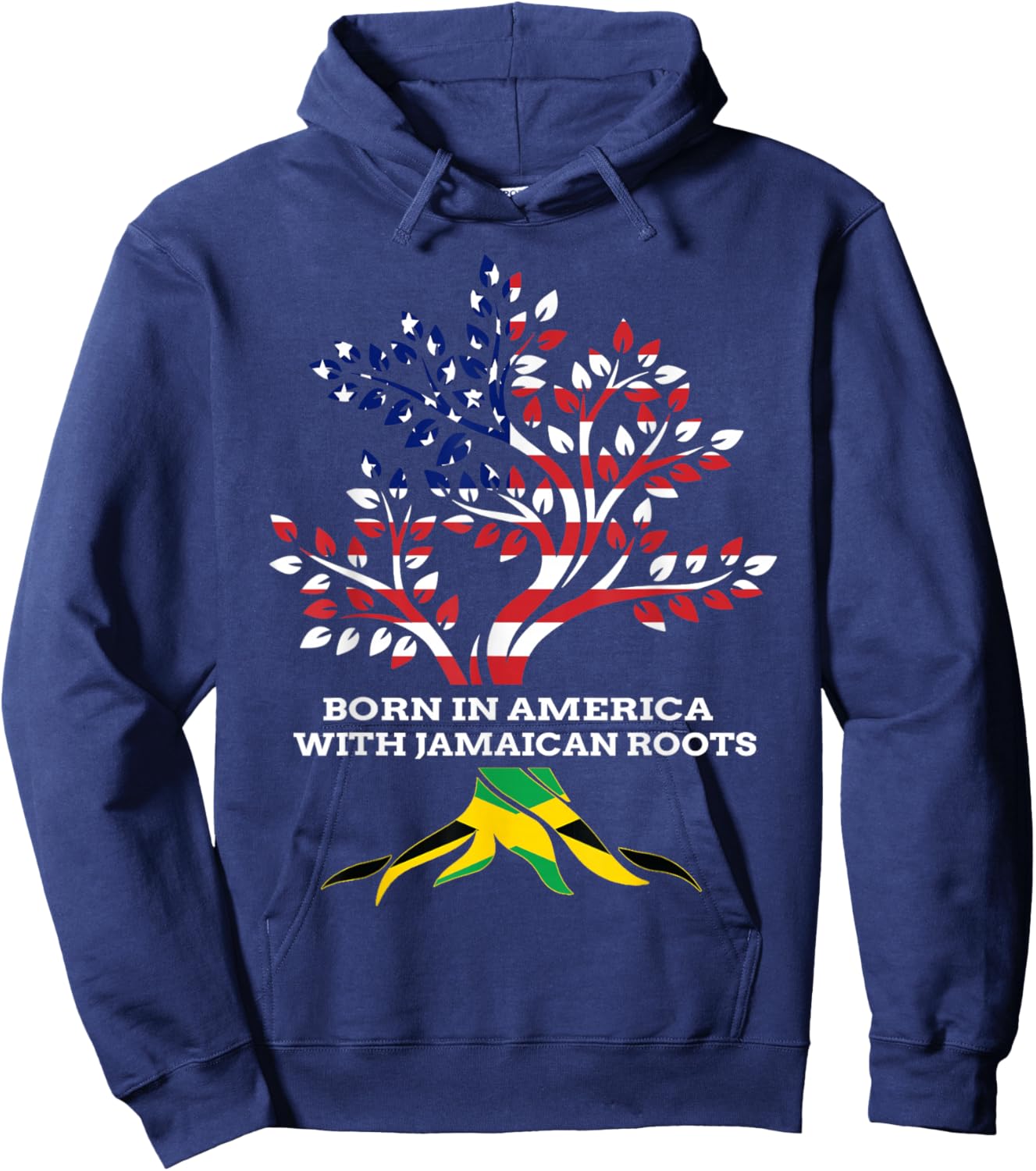 Born in America with Jamaican Roots, Jamaica Heritage Hoodie - Hoodie | Navy