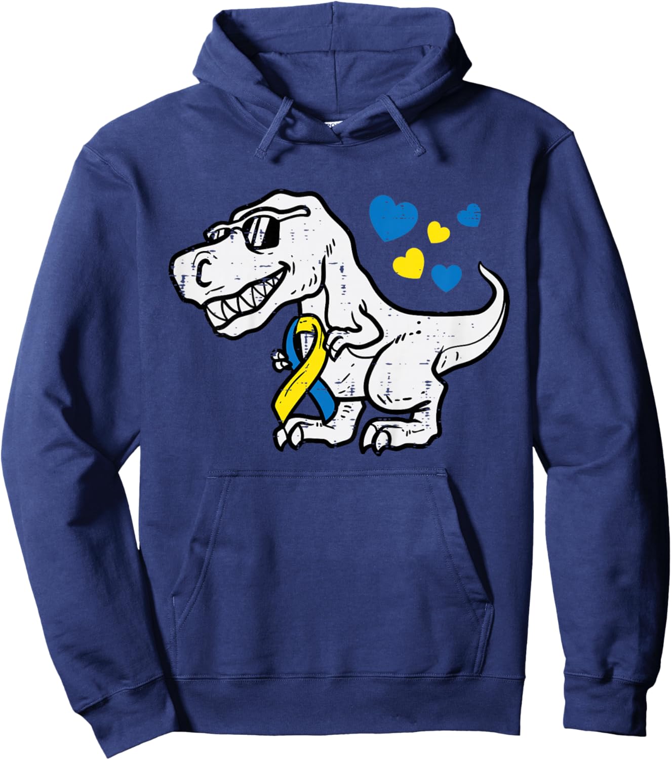 Down Syndrome Awareness Dino Trisomy 21 Trex Toddler Boy Kid Hoodie - Hoodie | Navy