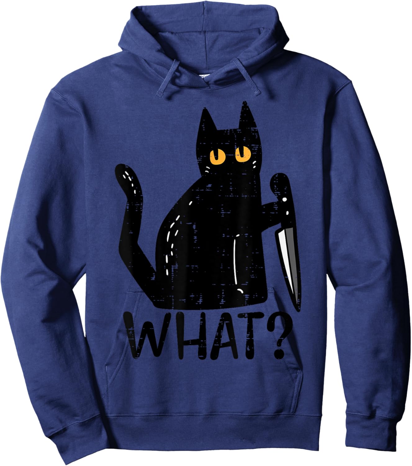 Black Cat What Knife Funny Murderous Halloween Pet Men Women Hoodie - Hoodie | Navy