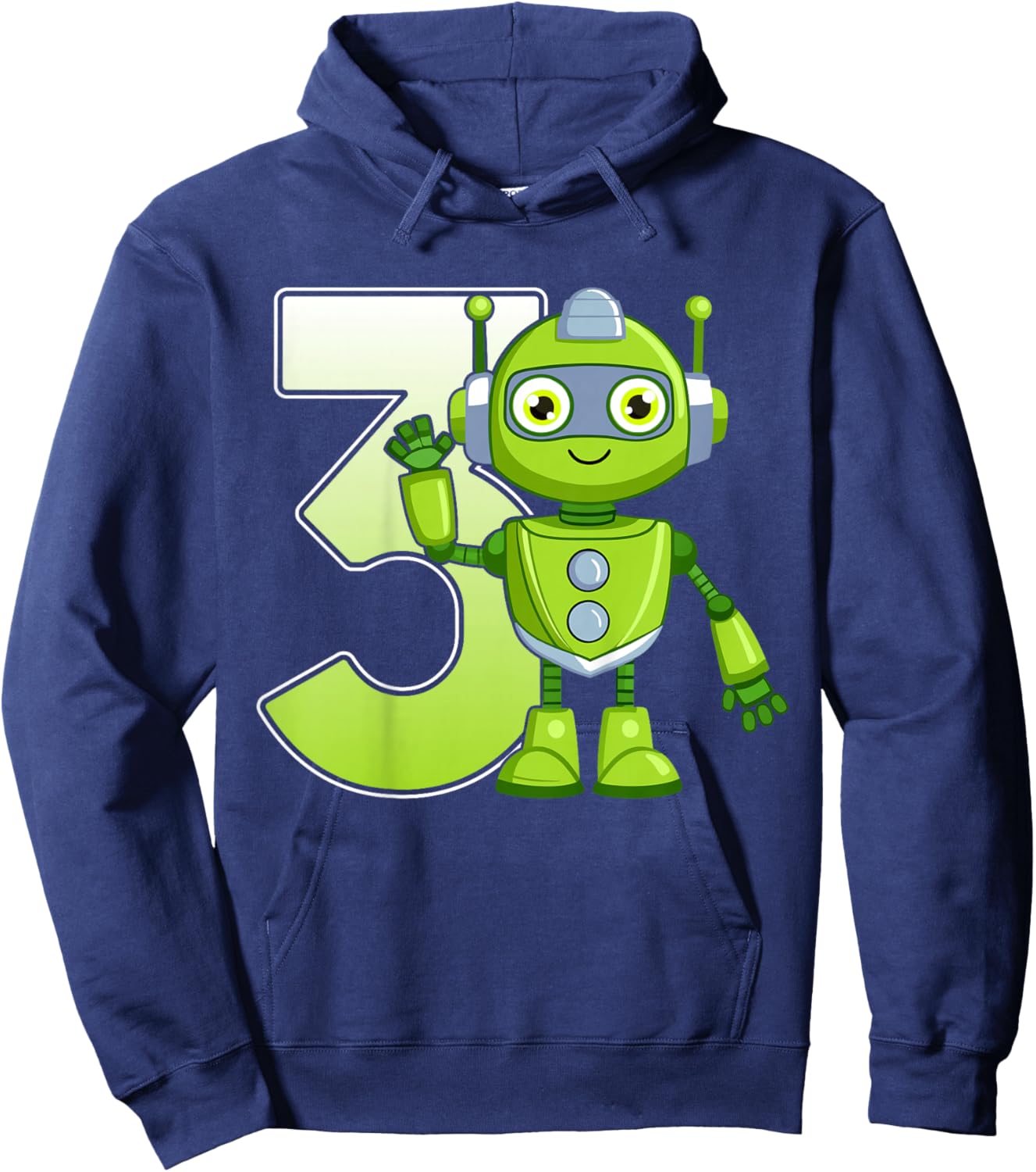 Kids 3 Years Old Robot Robotics 3rd Birthday Party Hoodie - Hoodie | Navy
