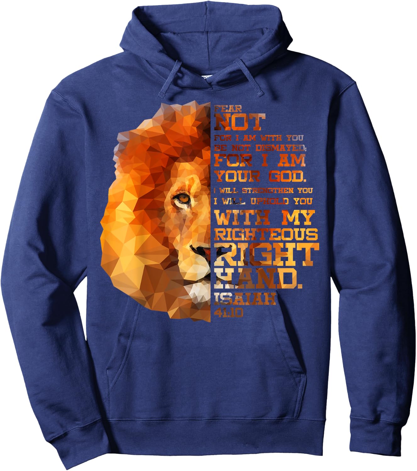 Isaiah 41:10 Bible Verse Lion Head Christian Birthday Gift Hoodie - Hoodie | Navy