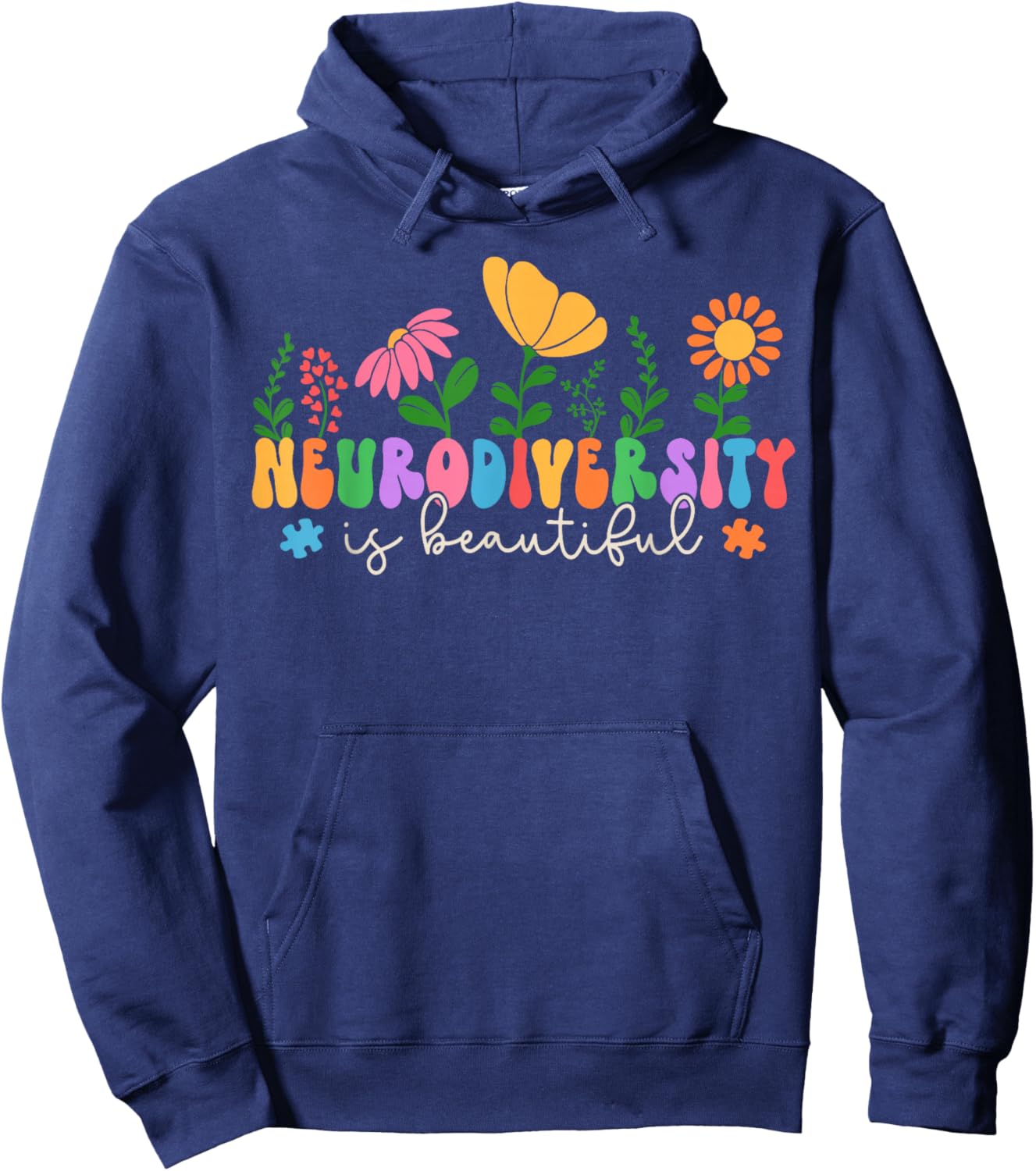 Neurodiversity is Beautiful Flower SPED AAC Autism Awareness Hoodie - Hoodie | Navy