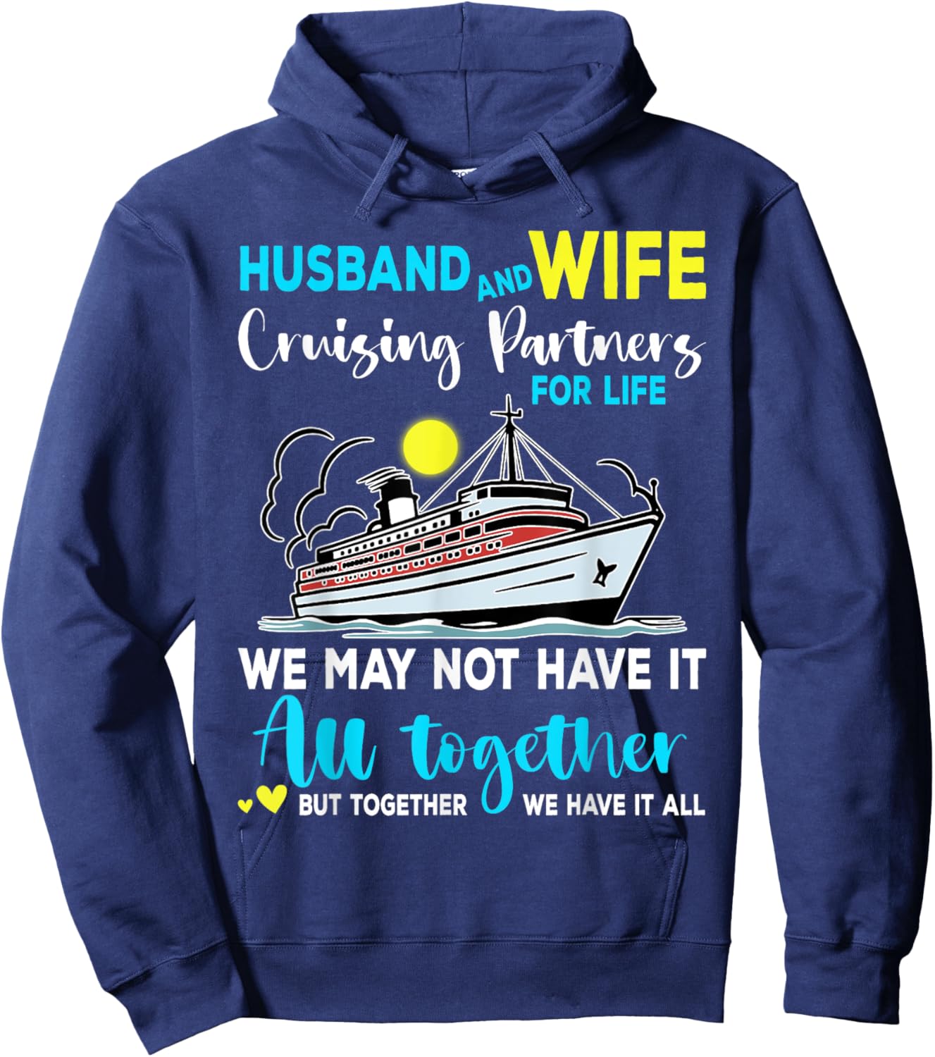 Husband Wife Cruising Anniversary Trip 2024 Honeymoon Love Hoodie - Hoodie | Navy