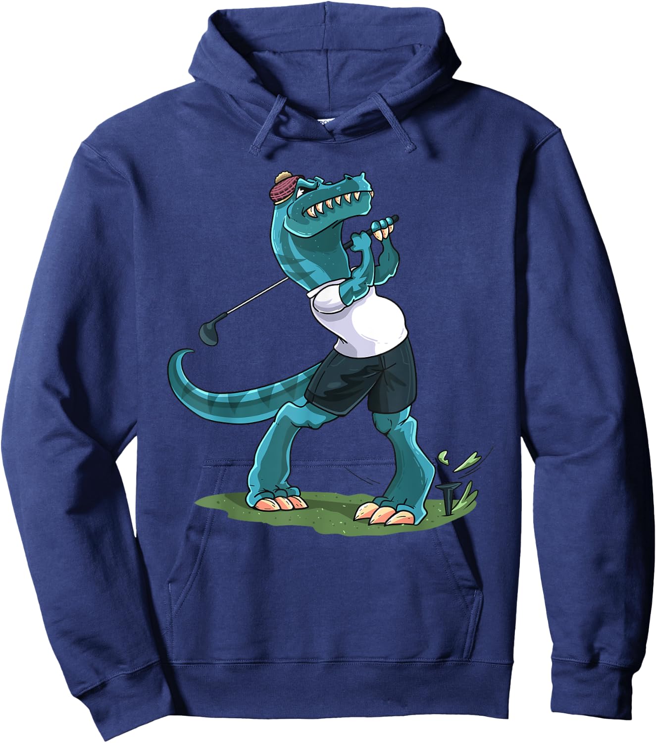 Funny Dino Playing Golf T-Rex Lover Golfer Kids Boys Girls Hoodie - Hoodie | Navy