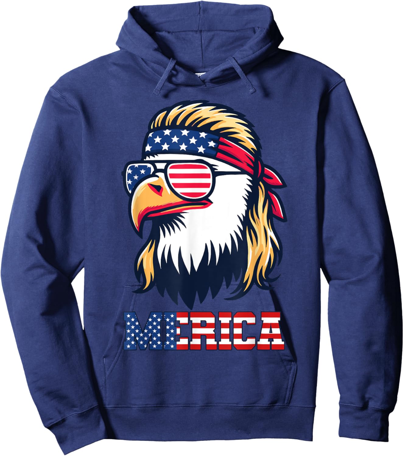 Merica Eagle Patriotic American Flag USA 4th of July Hoodie - Hoodie | Navy