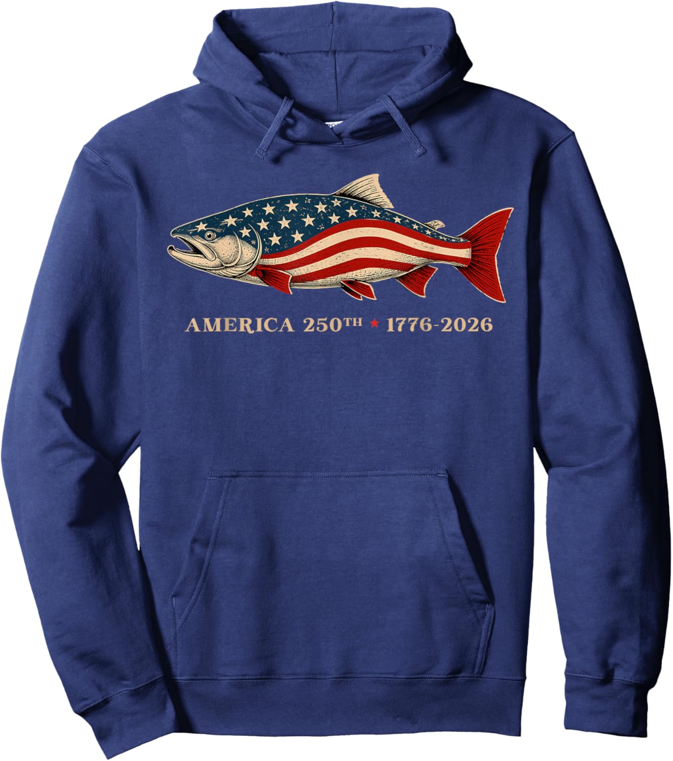 250th Anniversary USA Fishing American Flag 250 Years Fisher Hoodie - Hoodie | Navy