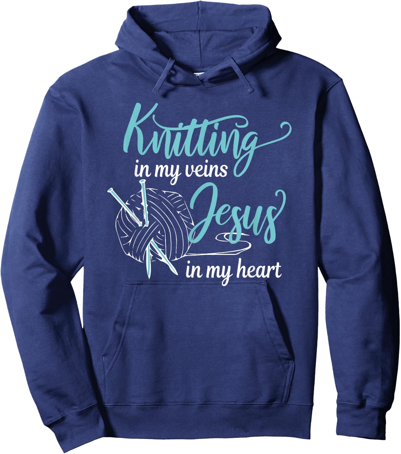 Knitting in my veins Jesus in my heart Christian Hobby Hoodie - Hoodie | Navy