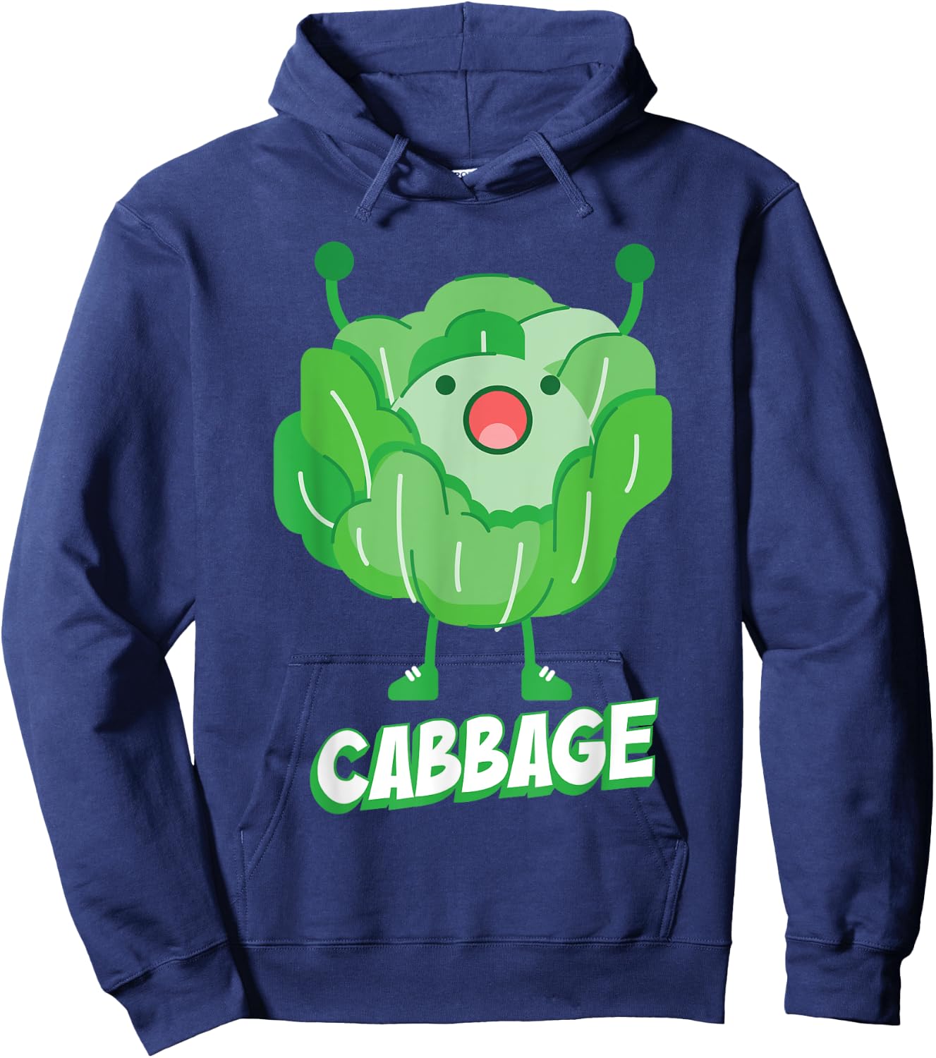Funny Cabbage with Arms Healthy Vegetables Cabbage Hoodie - Hoodie | Navy