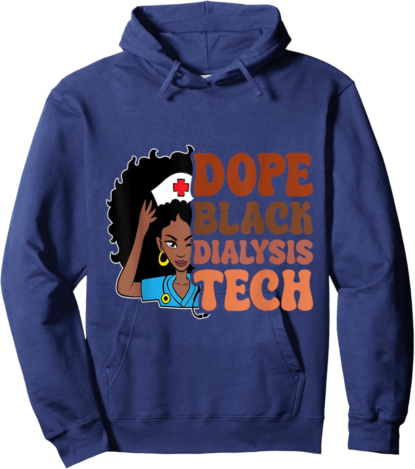 Dope Black Dialysis Tech Black History Technician Melanin Hoodie - Hoodie | Navy