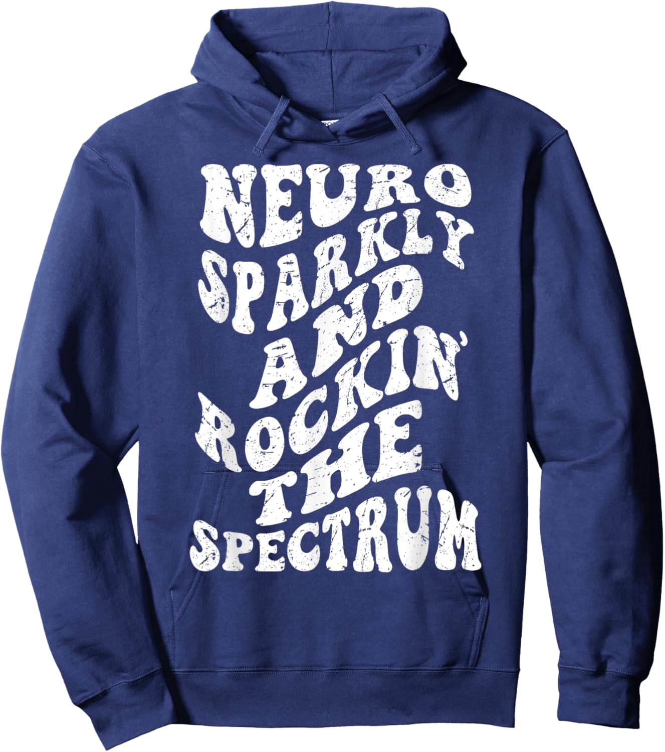 Retro Groovy Neurodivergent Neuro Sparkly & Rockin the Spect Hoodie - Hoodie | Navy