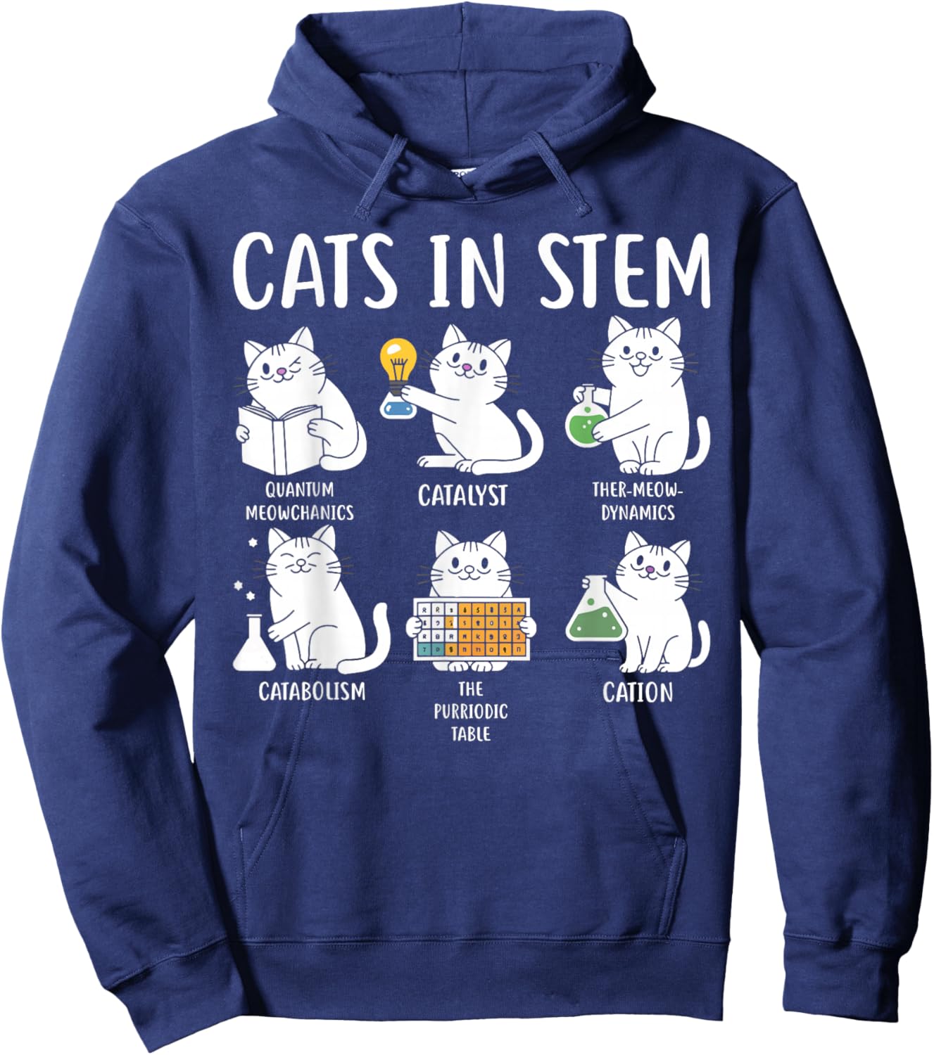 Funny Science Meme Cats In Stem Scientist Nerd Cat Lover Hoodie - Hoodie | Navy