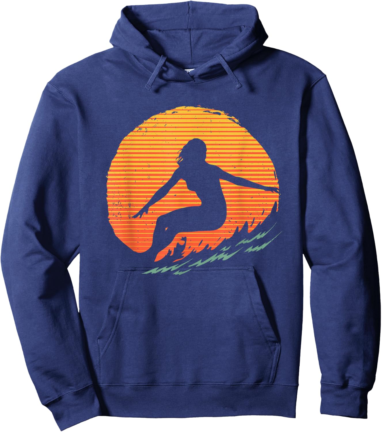 Cool Surfer Women Sunset Beach Surfing Retro Surf Hoodie - Hoodie | Navy