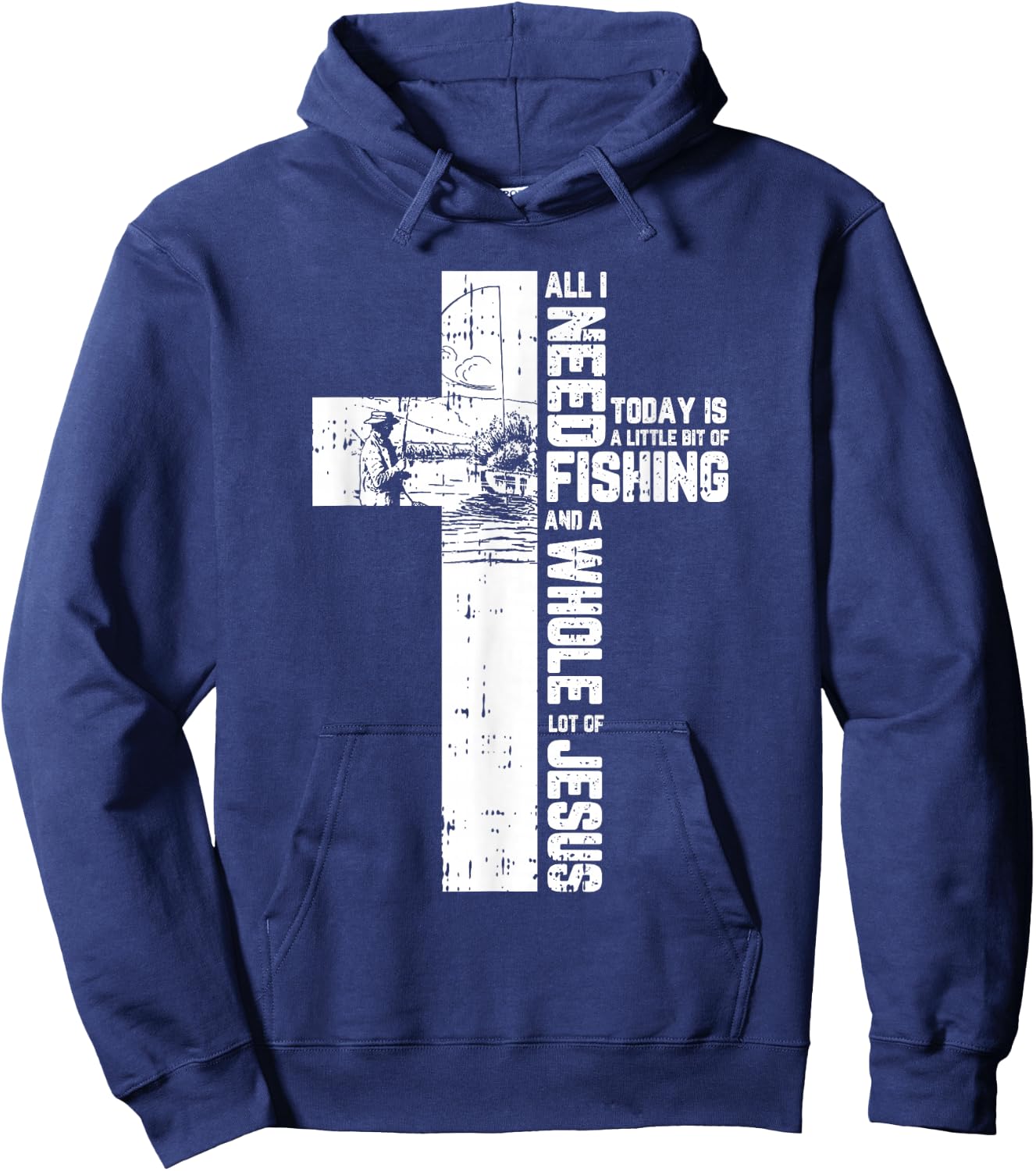 Fishing Angler Cross Jesus Christian Quote Fisherman Gifts Hoodie - Hoodie | Navy