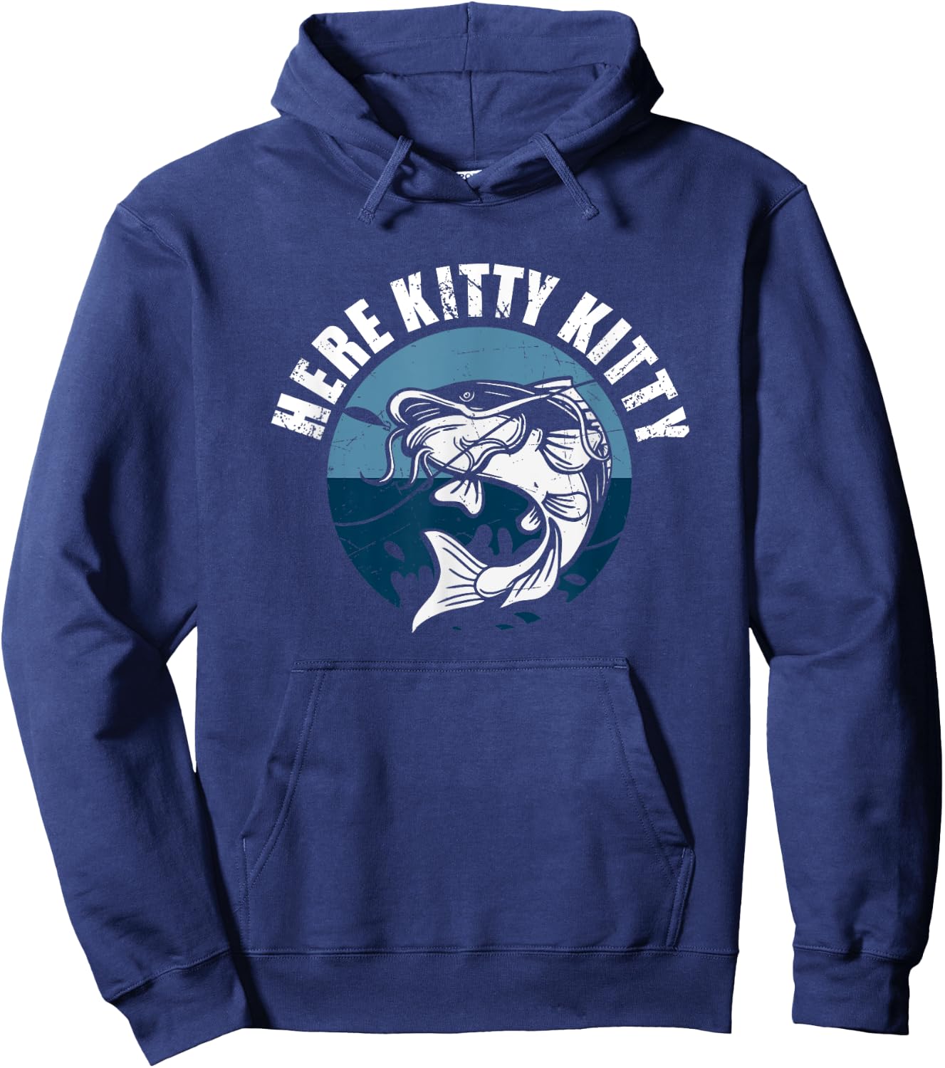 Here Kitty Kitty Funny Catfish Fishing Hoodie - Hoodie | Navy