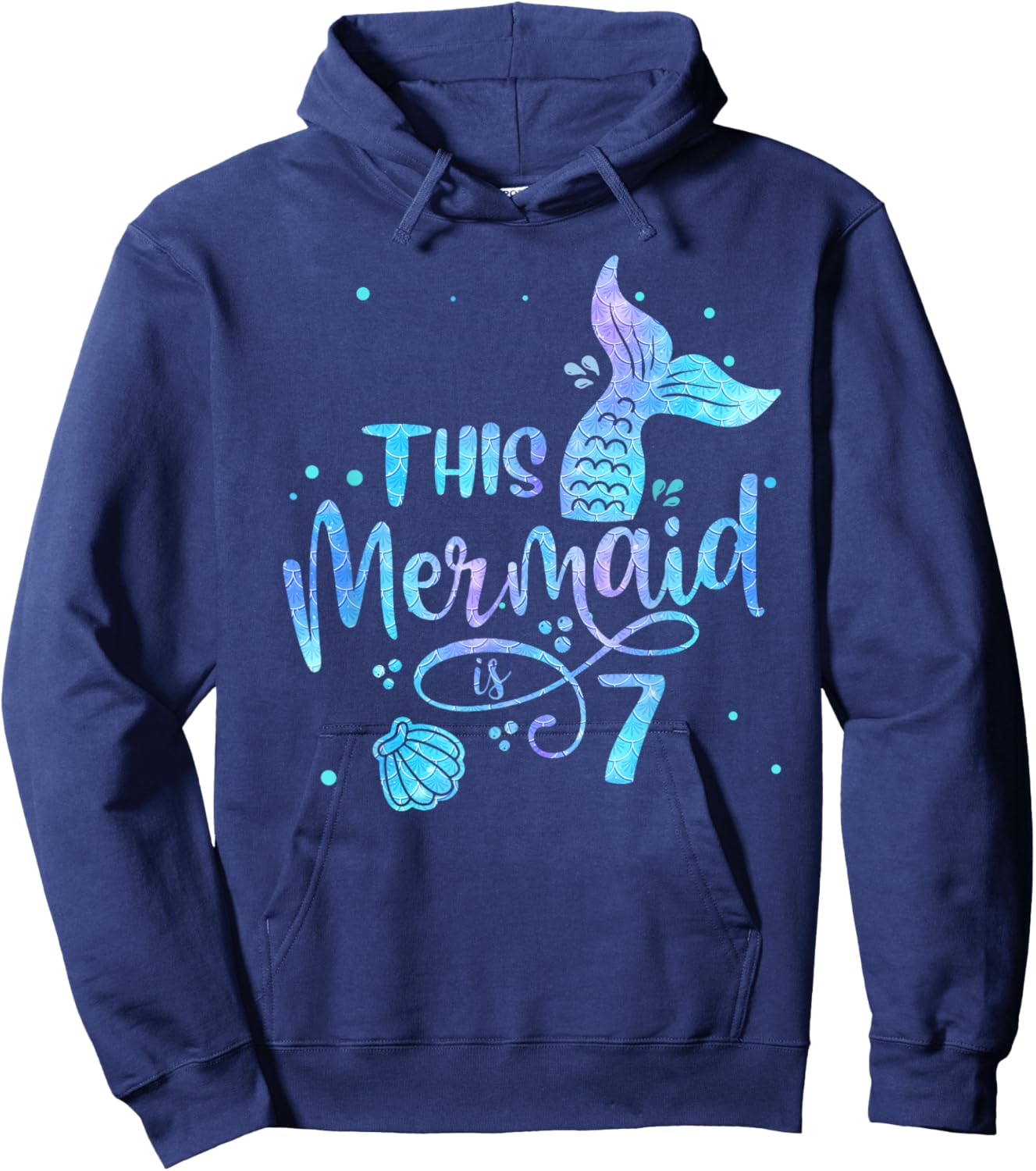 This Mermaid Is 7 Years Old 7th Birthday Mermaid Girl Hoodie - Hoodie | Navy