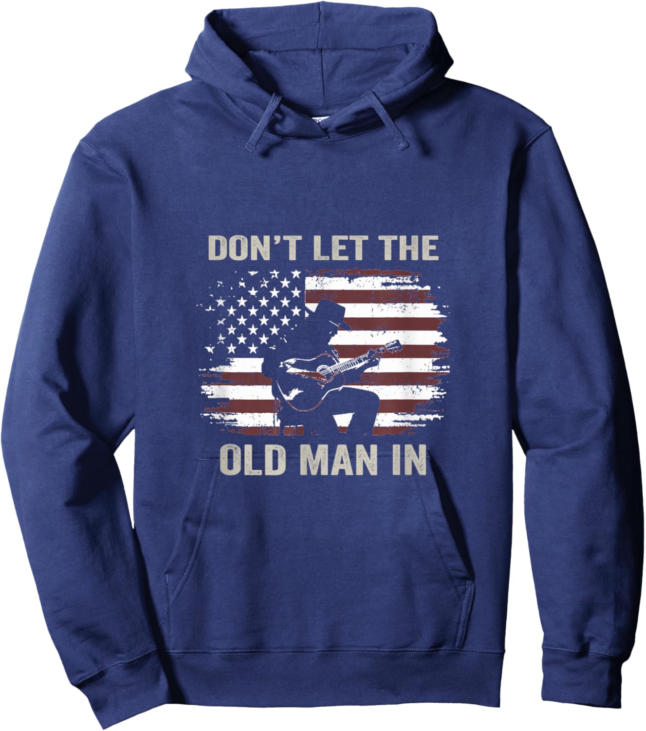 Don't let The Old Man in Vintage American Flag Hoodie - Hoodie | Navy