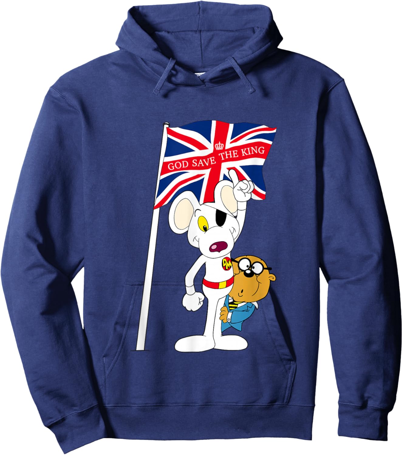 Danger Mouse Union Jack Flag God Save The King Hoodie - Hoodie | Navy