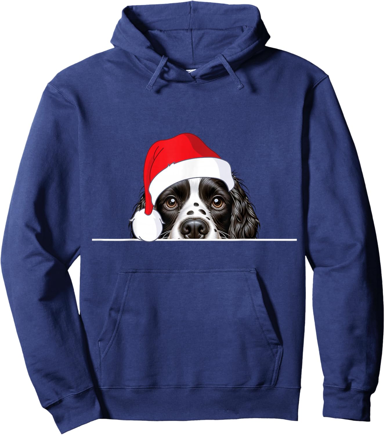 English Springer Spaniel Dog Lover Funny Santa Hat Christmas Hoodie - Hoodie | Navy