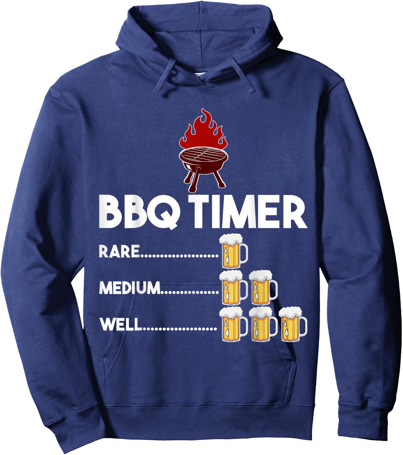 Rare Medium Well Funny BBQ Timer Beer Gift Barbecue Hoodie - Hoodie | Navy