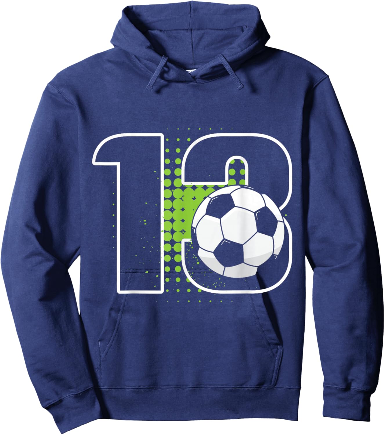 13th Birthday Boy Soccer Player Football 13 Years Old Hoodie - Hoodie | Navy