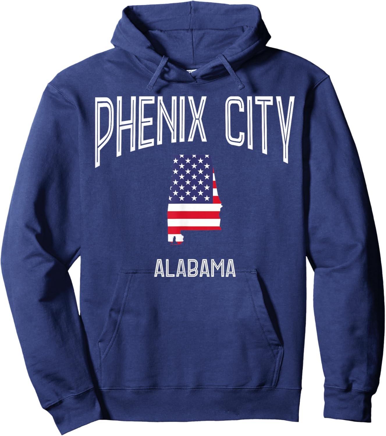 Phenix City Alabama AL Throwback Vintage USA Flag Hoodie - Hoodie | Navy