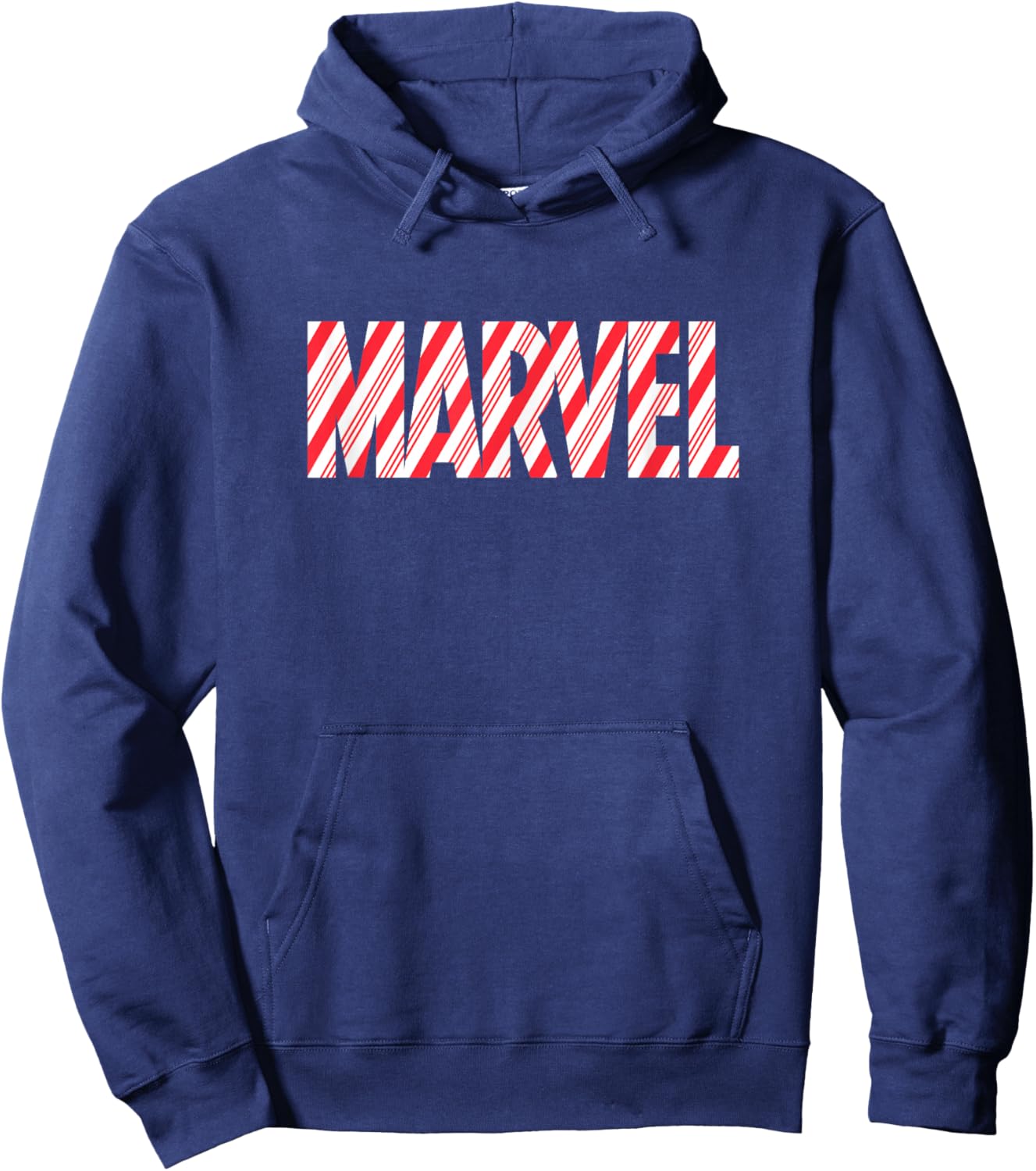 Marvel Comics Retro Classic Christmas Candy Cane Logo Hoodie - Hoodie | Navy