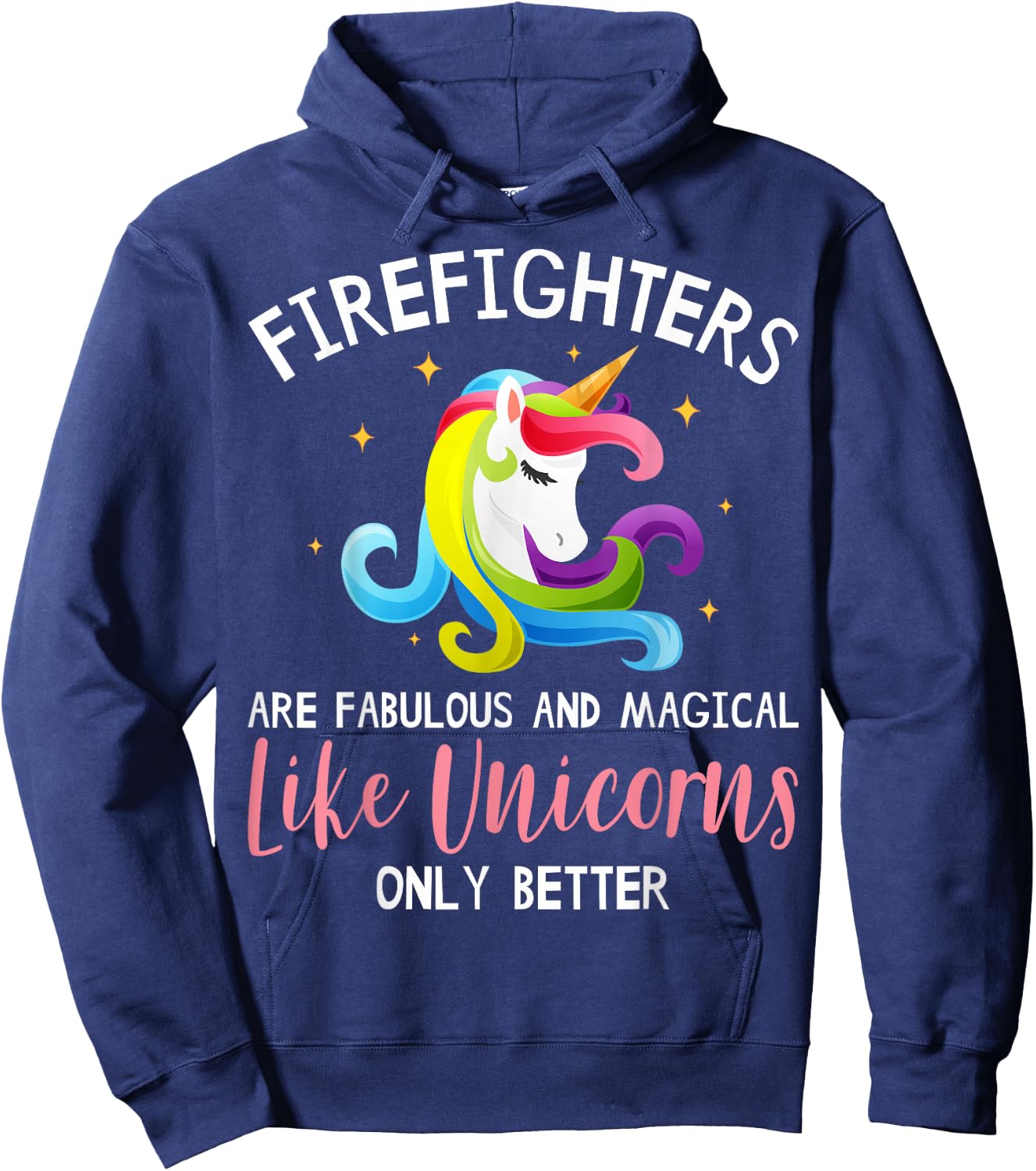 Firefighter Unicorn Apparel - Funny Cute Firefighters Design Hoodie - Hoodie | Navy