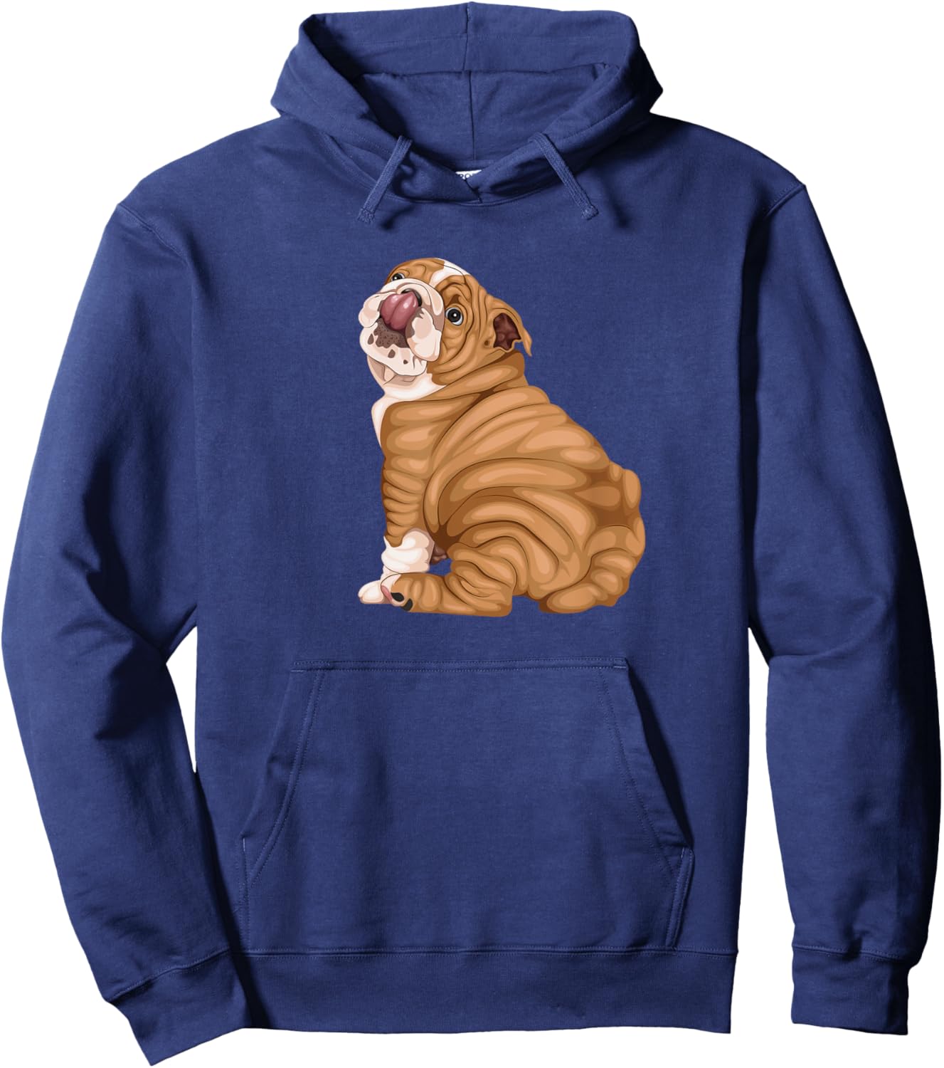 Funny Puppy Art Illustration English Bulldog Owner Women Kids Hoodie - Hoodie | Navy