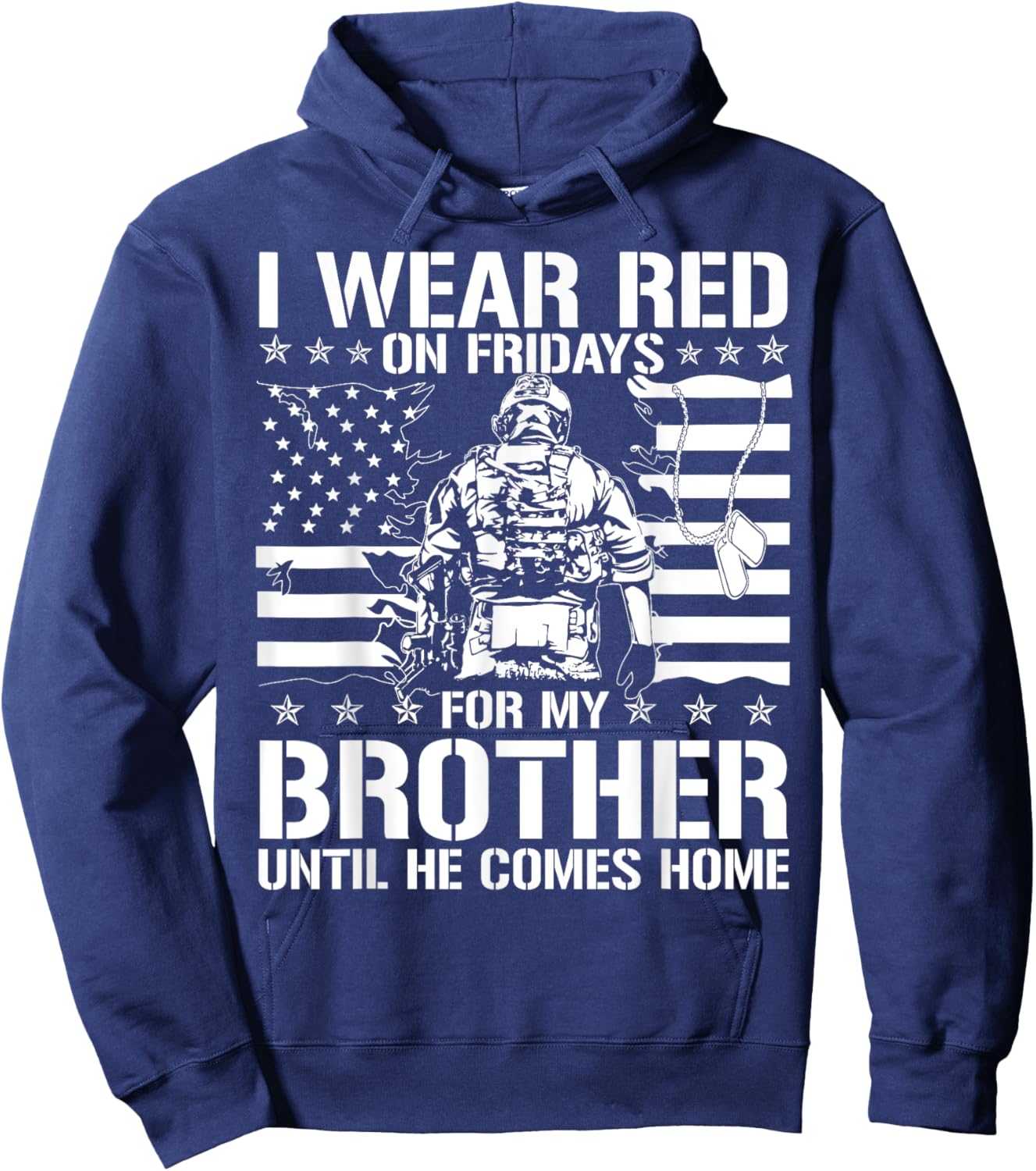 I Wear Red On Fridays For My Brother American Flag Military Women Kids Men Hoodie - Hoodie | Navy