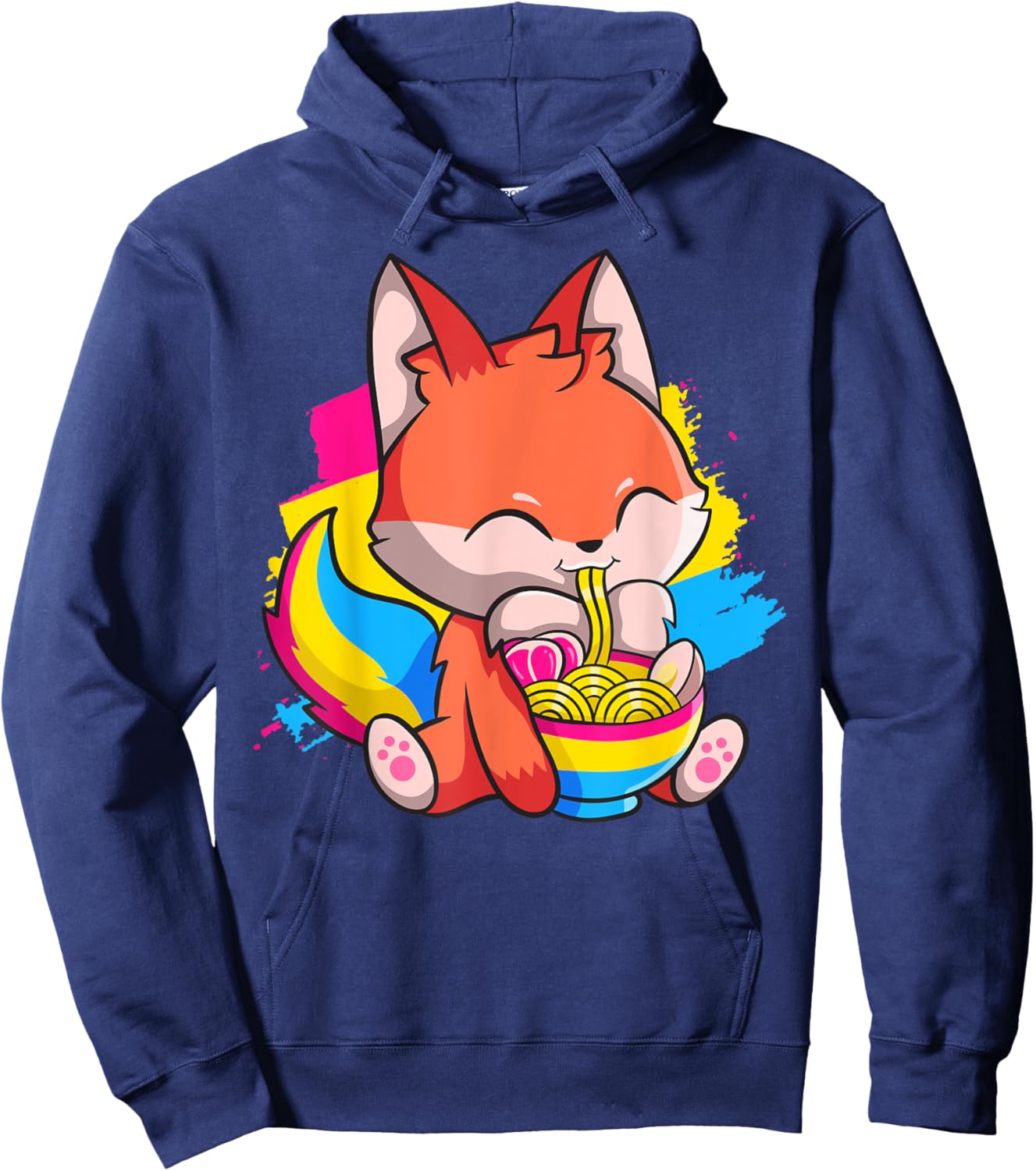 Pansexual Pride Kawaii Fox Ramen Noodles Pansexual Flag Hoodie - Hoodie | Navy