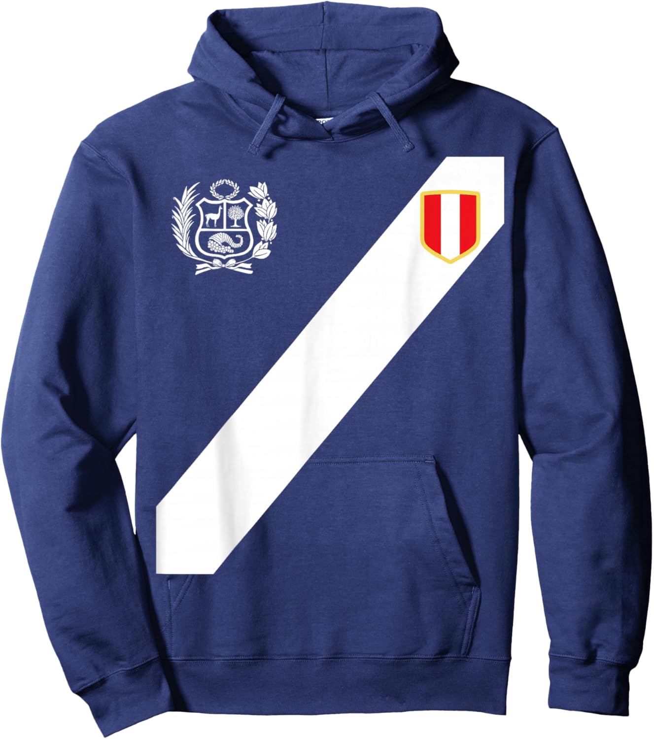Peru Red Shirt Peruvian Flag Escudo Retro Soccer Peru Hoodie - Hoodie | Navy