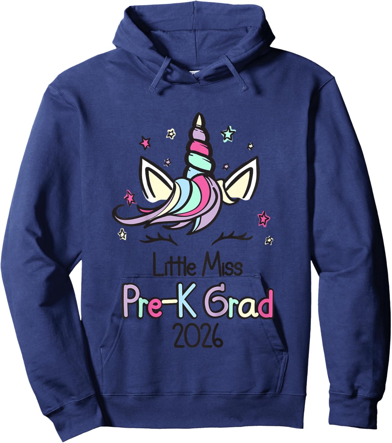 Little Miss Pre-K Grad Unicorn Prek Graduation 2026 Hoodie - Hoodie | Navy