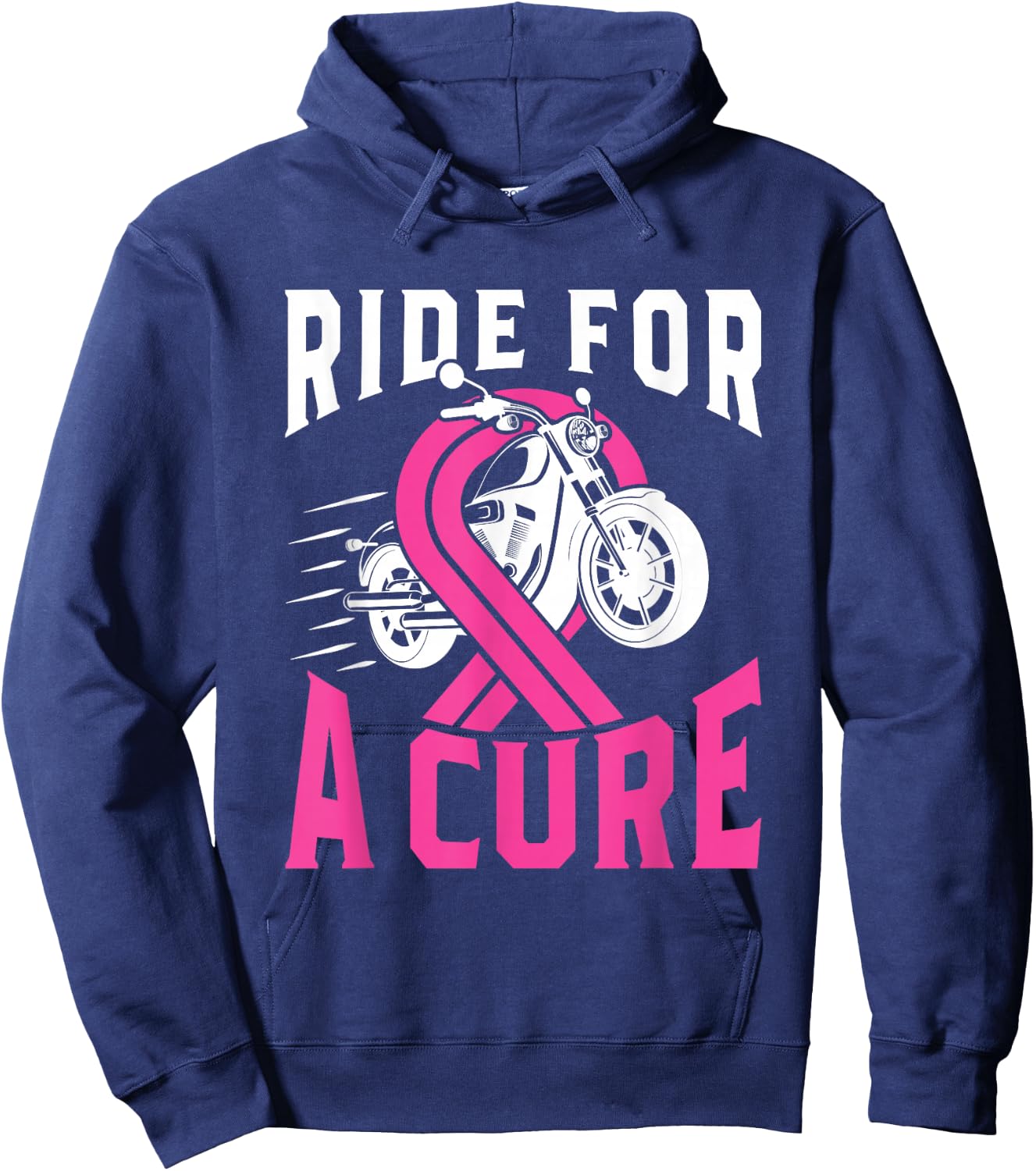 Breast Cancer Pink Ribbon Motorcycle Ride for a Cure Hoodie - Hoodie | Navy