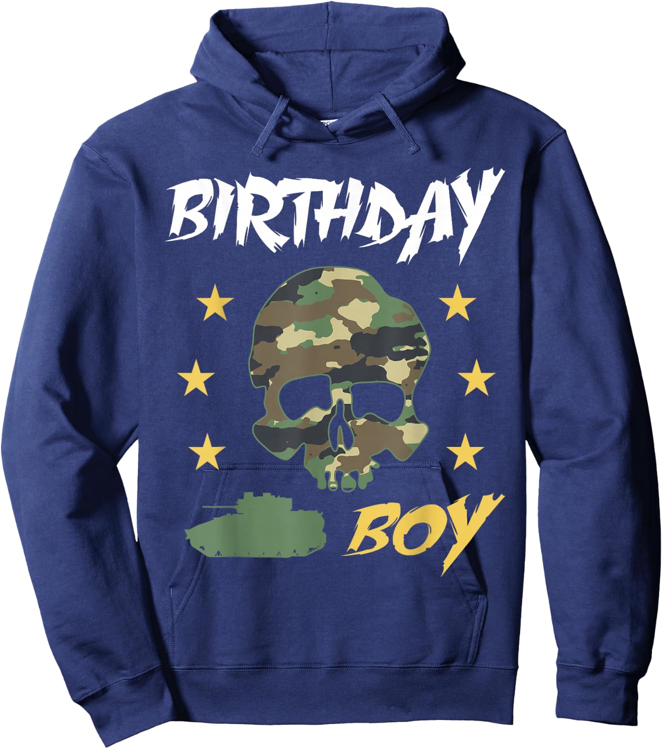 Tank Birthday Boy Army - Camouflage Skull Military Tank Boys Hoodie - Hoodie | Navy