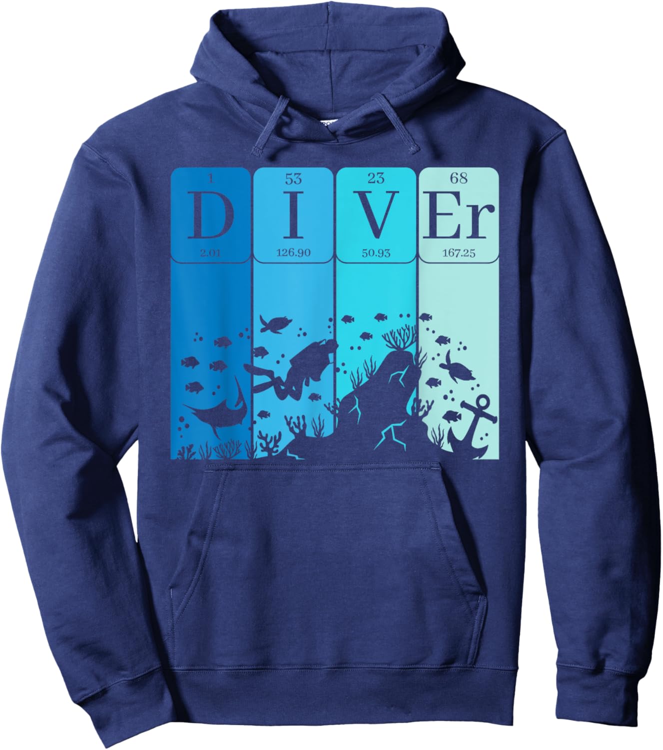 Diver Periodic Table Scuba Diving Enthusiast Hoodie - Hoodie | Navy