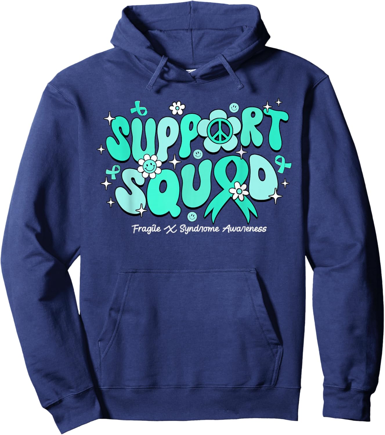 Groovy Support Squad Fragile X Syndrome Awareness Gifts Hoodie - Hoodie | Navy